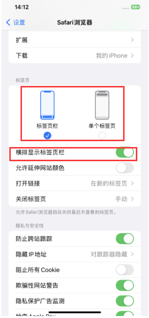 林口苹果手机维修分享Safari浏览器如何切换标签栏位置 
